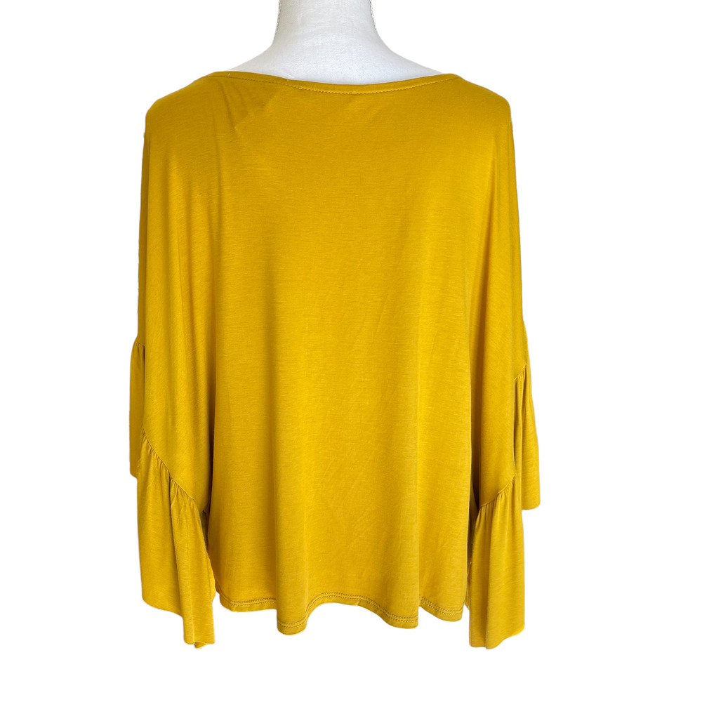 NWT Grade & Gather Mustard Ruffled Top Size L - Picture 8 of 8